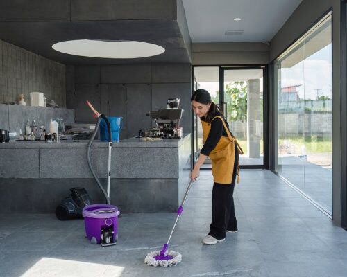 cleaner cleaning a house